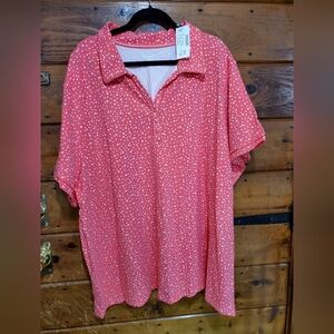 Woman's Plus Size Orange Polka Dot Shirt
